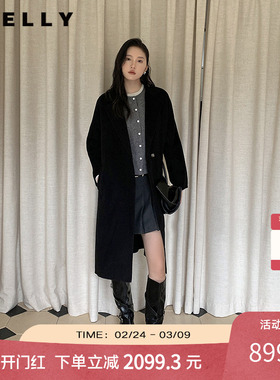 NEELLY纳俪商场同款冬季新款山羊绒高级气质双面呢大衣女羊毛外套