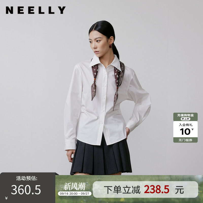 NEELLY纳俪商场同款秋季新款简约通勤衬衫女休闲叠穿百搭风外套