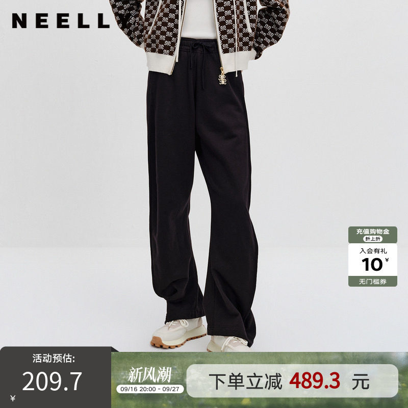 NEELLY纳俪商场同款直筒休闲裤春新款宽松拖地阔腿卫裤香蕉裤女