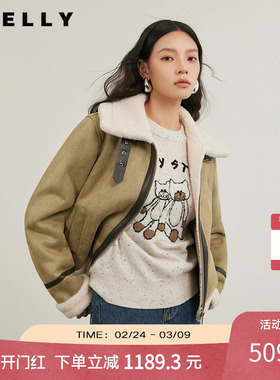NEELLY纳俪商场同款冬新款翻领简约外套女百搭潮流时尚保暖机车服
