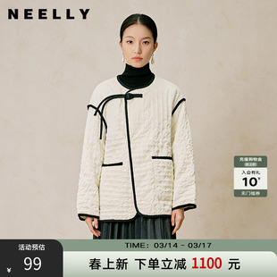 NEELLY纳俪商场同款冬季新款新中式轻薄简约棉服女千金风棉衣外套
