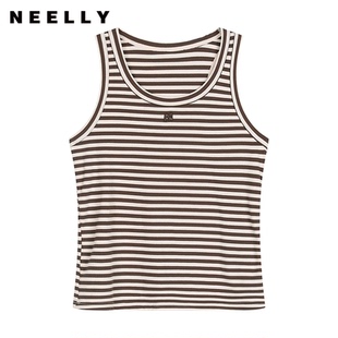 NEELLY纳俪商场同款 三色坑条针织马甲背心女轻薄软糯上衣 秋季 新款