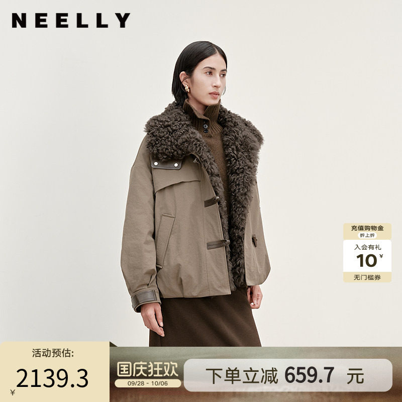 NEELLY纳俪商场同款冬季新款时尚复古羽绒夹克女百搭休闲保暖外套