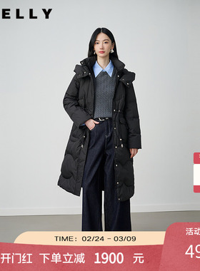 NEELLY纳俪商场同款冬季新款长款保暖羽绒服女显瘦90白鸭绒外套