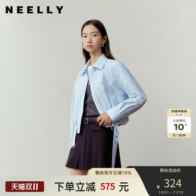 NEELLY纳俪商场同款秋季新款时尚休闲随性短外套女清新减龄上衣
