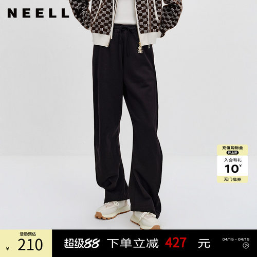 NEELLY纳俪商场同款直筒休闲裤春新款宽松拖地阔腿卫裤香蕉裤女