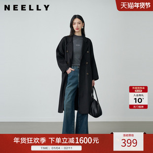 NEELLY纳俪商场同款冬新款时尚随性长款双面呢大衣女简约意式外套