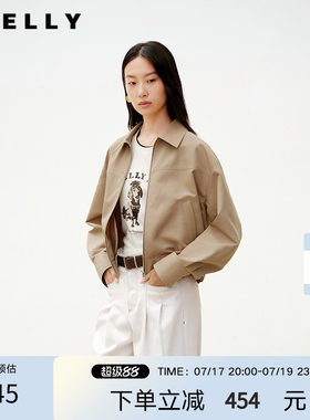 NEELLY纳俪商场同款春秋新款截断式休闲风衣外套女简约百搭上衣