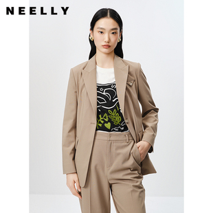 正肩上衣时尚 NEELLY纳俪商场同款 新款 一粒扣西装 通勤 外套女春季