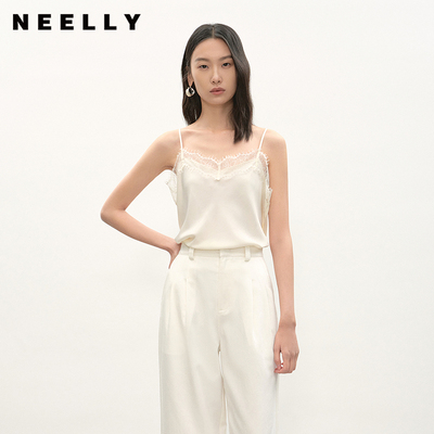 NEELLY纳俪商场同款夏季新款设计感蕾丝吊带背心女随心百搭上衣