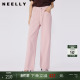 女粉色显白长裤 NEELLY纳俪商场同款 显瘦直筒裤 全棉牛仔裤 春新款