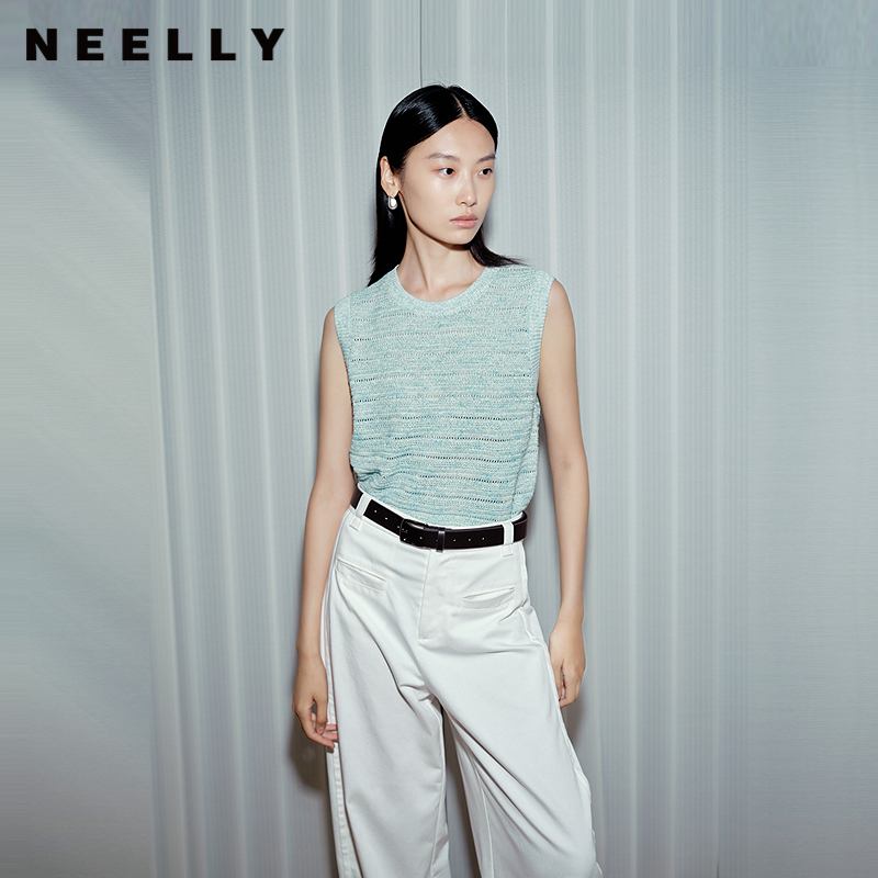 NEELLY纳俪商场同款秋冬新款简约时尚针织背心女百搭休闲上衣