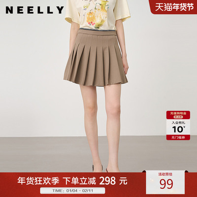 NEELLY纳俪商场同款夏季新款百搭学院风减龄百褶裙女显瘦休闲短裙