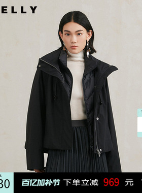 NEELLY纳俪商场同款冬季新款90白鸭绒两件套羽绒服女通勤短款外套