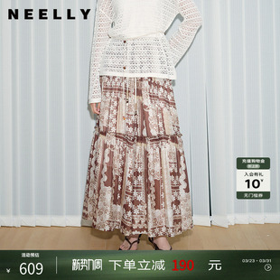 波西米亚风休闲半身裙女百搭舒适长裙 新款 NEELLY纳俪商场同款 春季