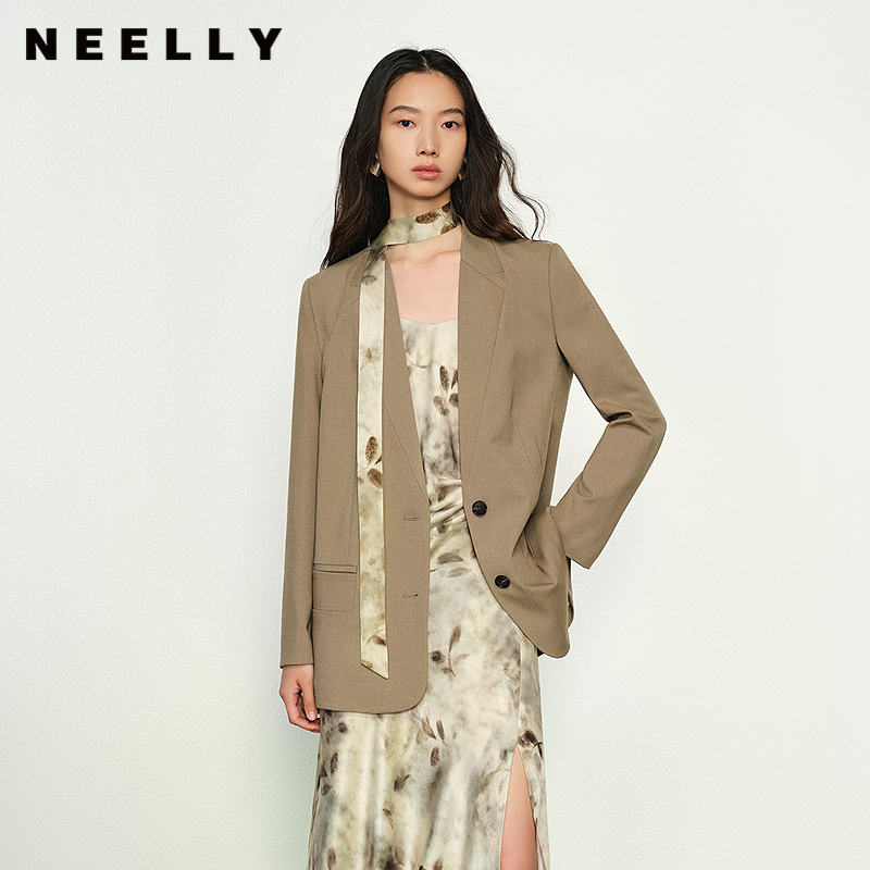 NEELLY纳俪商场同款秋冬新款休闲百搭西装外套女廓形显瘦上衣