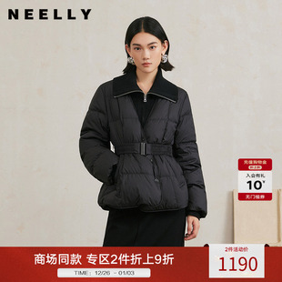 设计感翻领收腰羽绒服女90%白鸭绒 新款 NEELLY纳俪商场同款 冬季