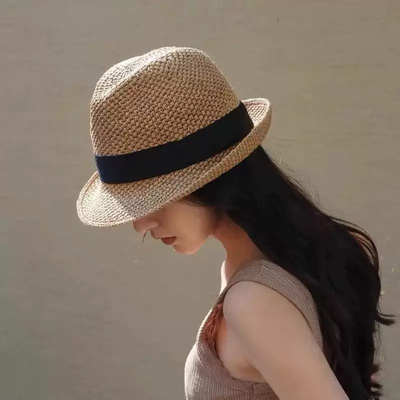 2026新款女款帽子英伦风爵士帽度假旅游春夏男款防晒小礼帽遮阳帽