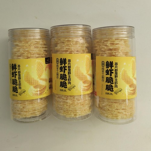 崂山仰口湾鲜虾脆脆纯手工制作非油炸非膨化虾片薯片
