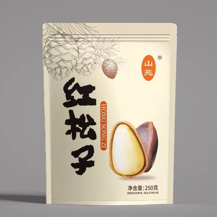 山苑笨炒松子颗粒250g袋装人工开口手剥熟松子休闲零食