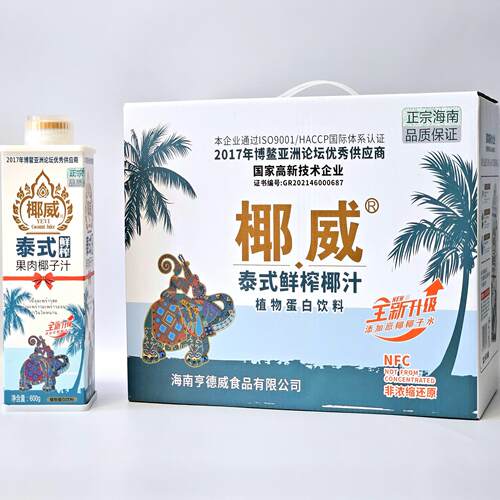 椰威泰式果肉椰子汁整箱生榨果味风味果汁饮料椰子水饮料600g