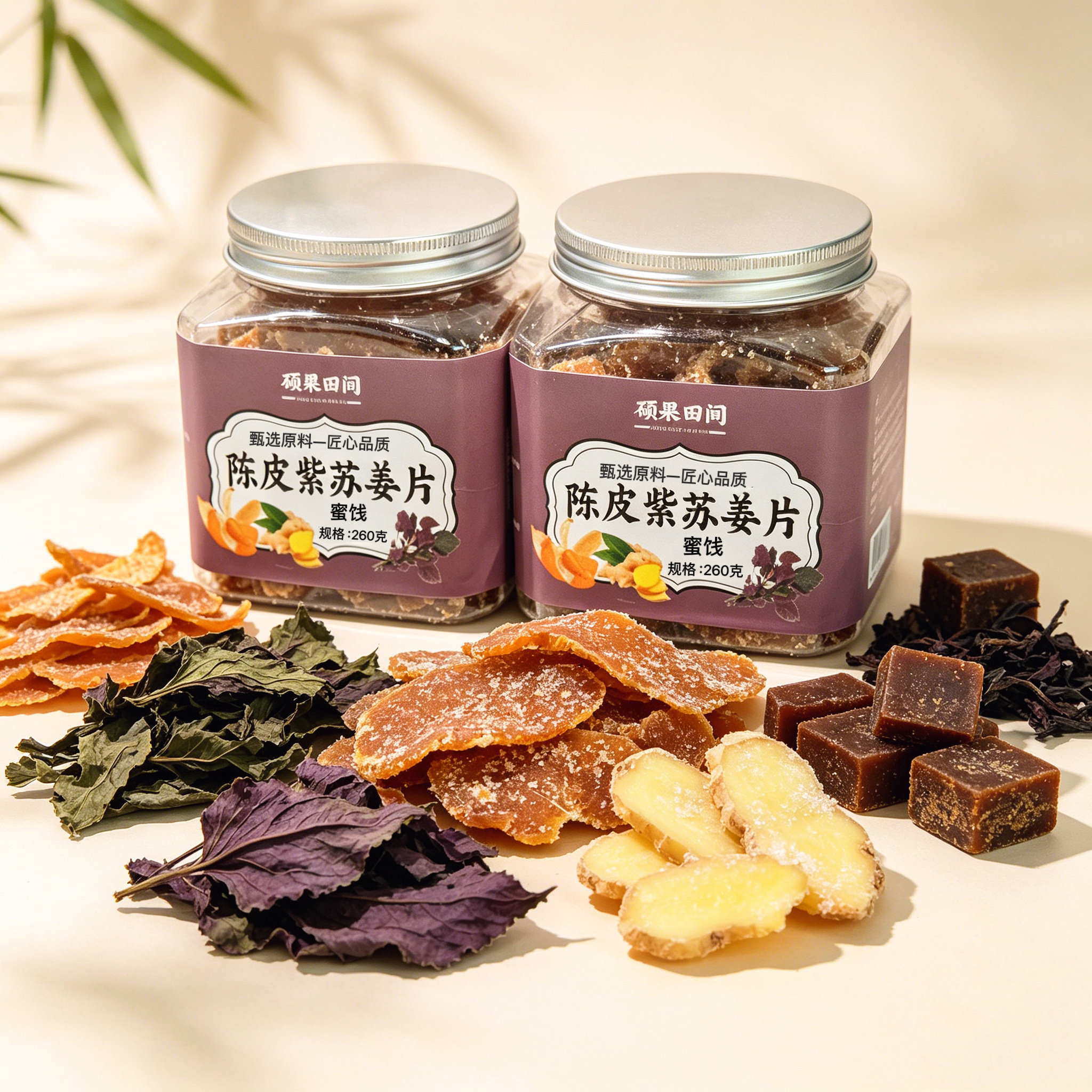 硕果田间紫苏叶乌姜片茶胃红糖姜片干即食