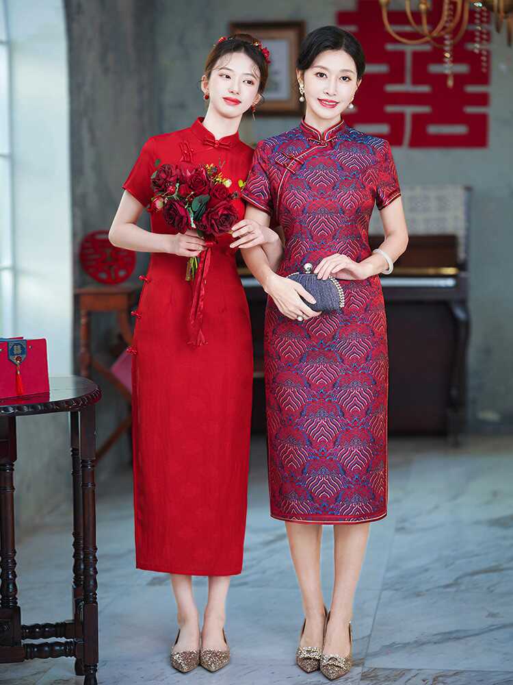 非遗宋锦旗袍喜婆婆喜妈妈婚宴装