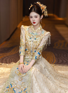 秀禾服2025冬季新款中式嫁衣礼服新娘婚宴敬酒服高端重工出阁服女