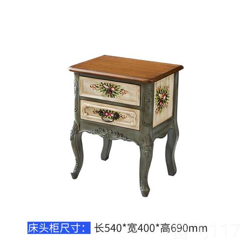 正品床头 柜 简柜边柜卧室床约前木质储物柜子收纳复古床头柜美式