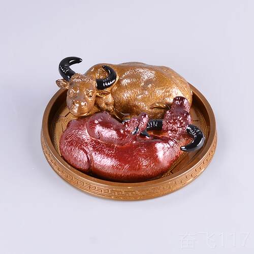 正品冲水变色茶宠摆扭转乾件坤茶台精饰品八卦牛卧功夫茶具摆设品