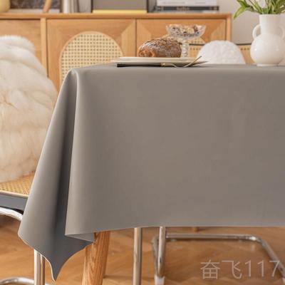 正品轻奢油级感纯色小高羊皮桌布防水防免洗餐桌纯垫色长方形茶几