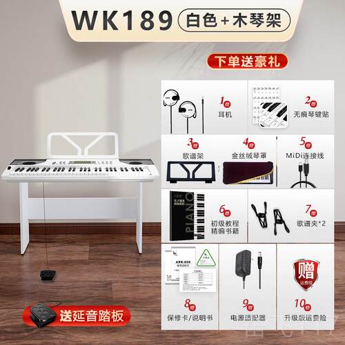 正品爱尔科电琴61键初学者WK189力键盘成年专业A演子奏度级教学PP