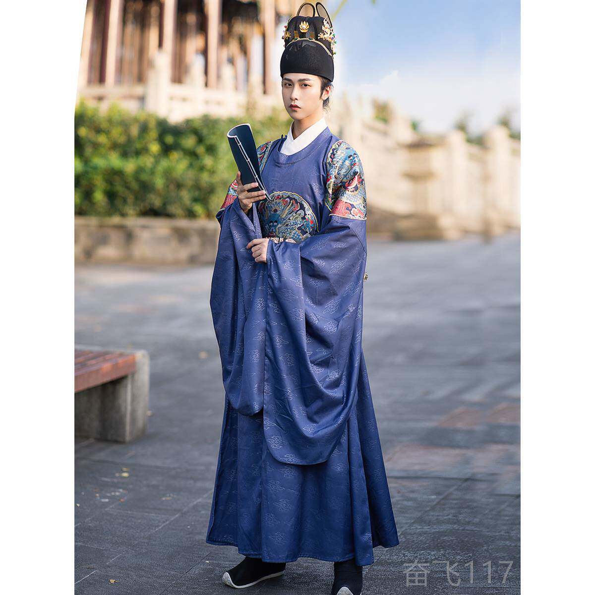 正品明织制圆领团袍官汉服司仪中式婚礼主四补持龙表演弄潮妆花金