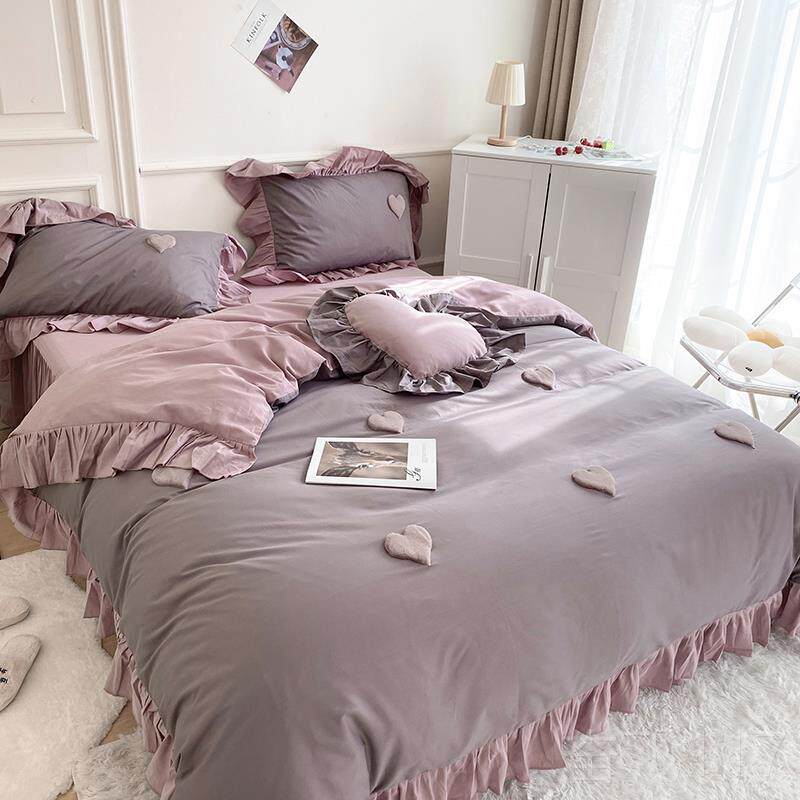 正品少女心公主床上红四件套斜纹纯被夏棉床裙全棉套季网ins床品