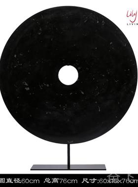 正品创意玉璧摆家居装饰厅黑新中式客电视柜现代简约件酒店样板房