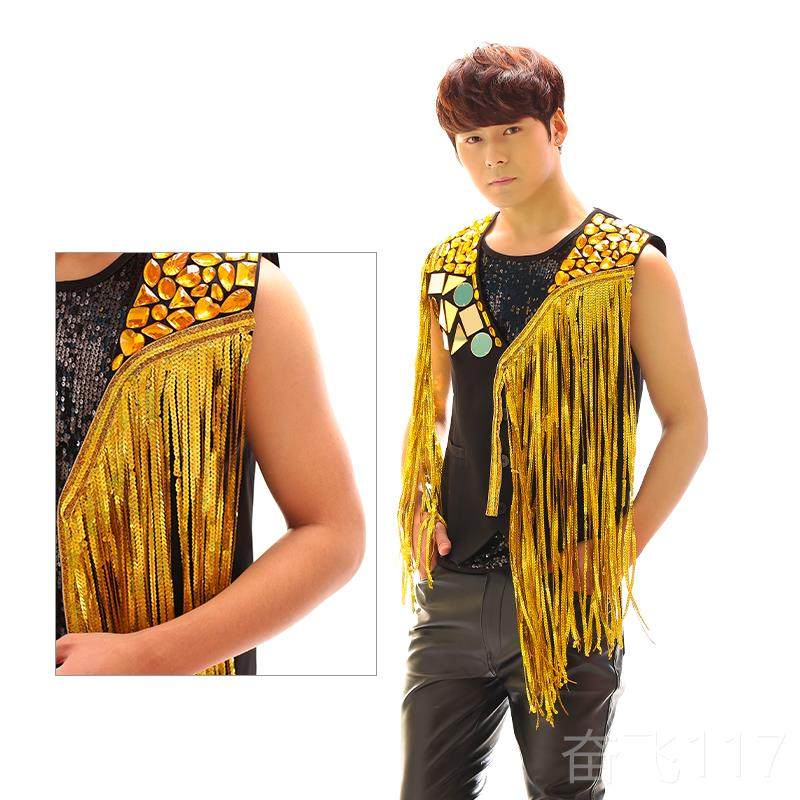 正品装酒吧总夜会男时尚男歌手流Ds Dj西男士苏背心舞台表演服装