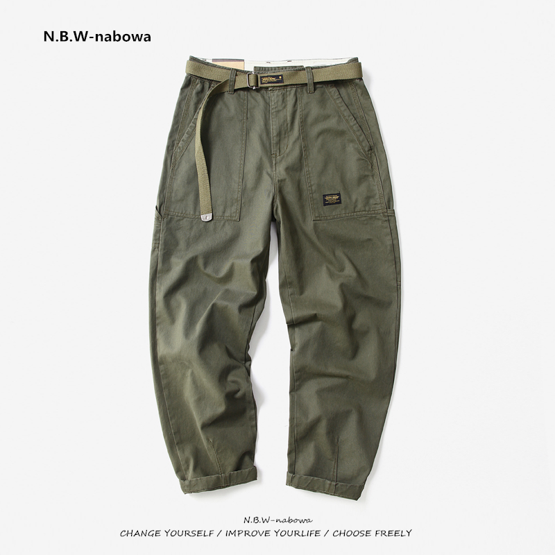 同步加绒送腰带工装裤男宽松