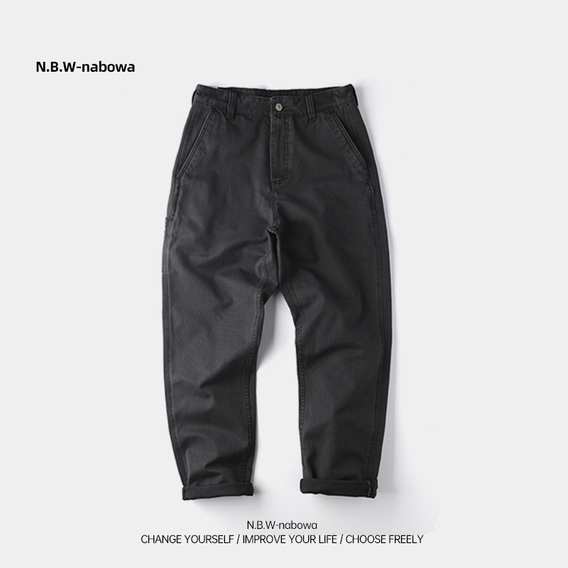 春秋帆布长裤日系重工做旧工装裤