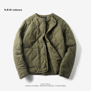 NBW秋冬内胆棉衣无领外套阿美咔叽工装 夹克日系保暖加棉服M65厚潮