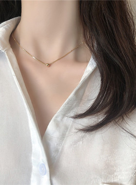 级感项链法式金豆圆珠ins简约锁骨链气质小众短款吊坠颈链M14