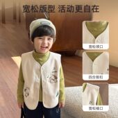 儿童马甲春秋款 2025新 男童背心外穿加绒男孩摇粒绒坎肩外套秋冬款