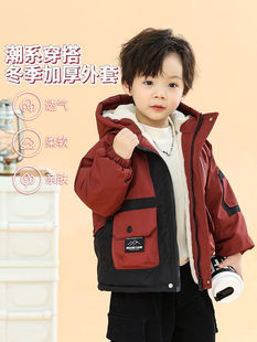 棉袄 男孩加绒加厚外套宝宝冬季 儿童棉衣男童冬装 派克棉服2023新款