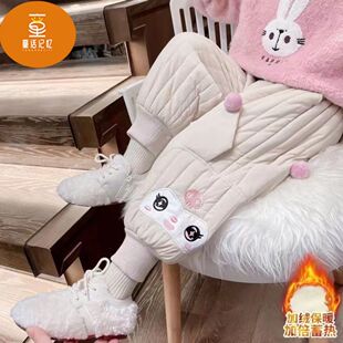 儿童一条过冬裤子男女童三层夹棉加厚棉裤宝宝冬季卡通库洛米裤子