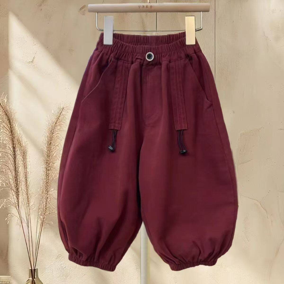 春秋款儿童纯棉裤子灯笼裤中小童2025新款男女童宝休闲宽松束脚裤