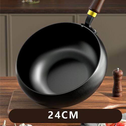 手工大肚锅家用炒菜锅煎锅汤锅煎炒蒸煮平底锅灶具通用加深铁锅