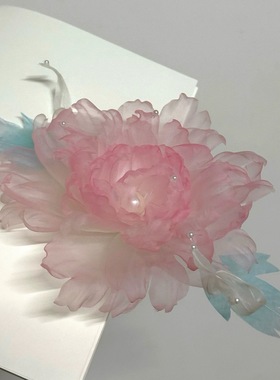 原创 凝露 牡丹真丝烫花发饰古风发饰发夹汉服神仙服配饰