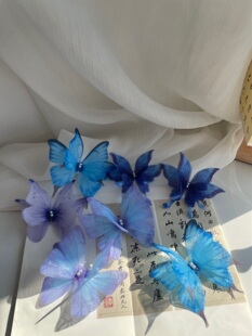 原创 极夜蝶 可以凹造型的古风蝴蝶发夹11cm蝴蝶汉服配饰古风配饰