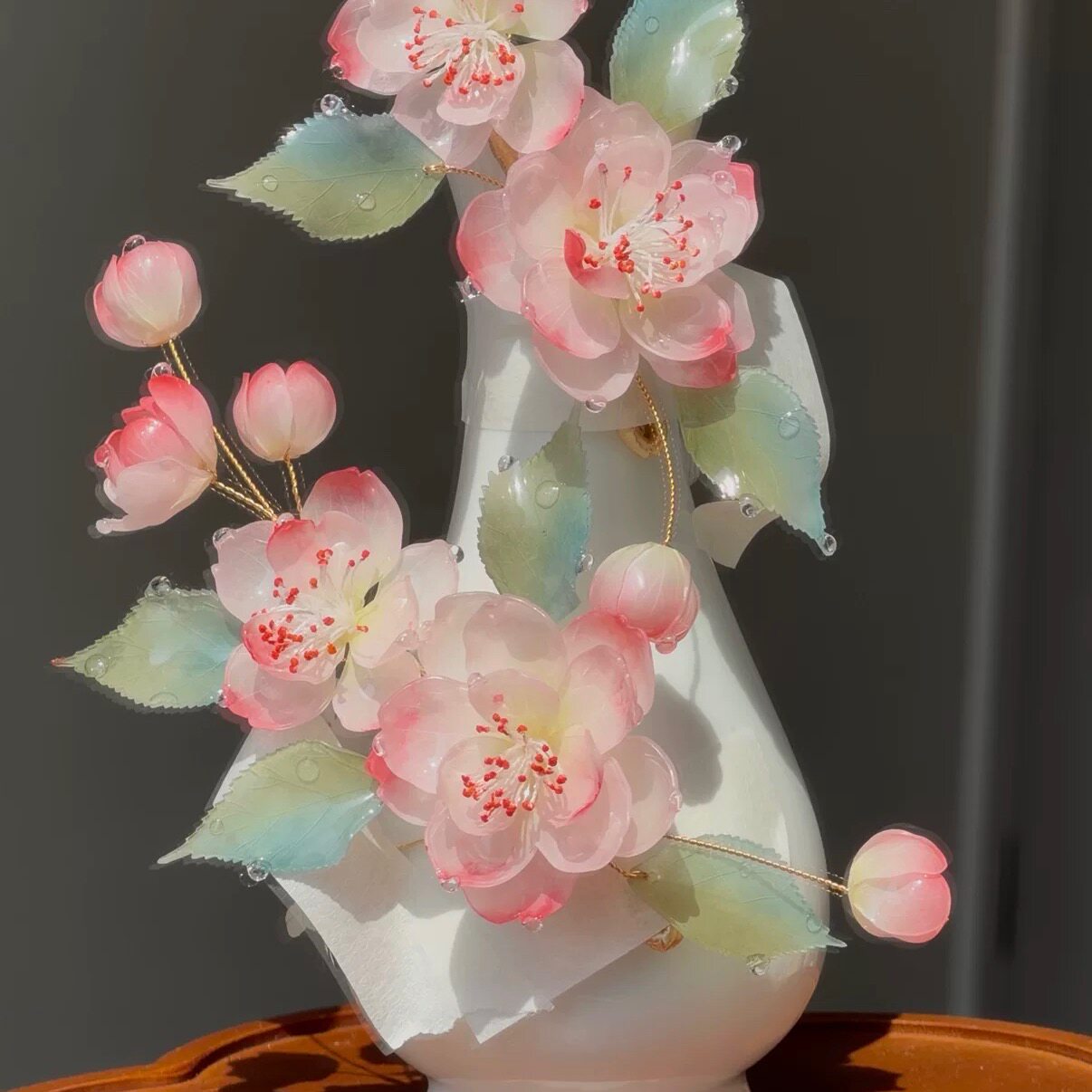 原创 棠月 热缩海棠花发簪汉服配饰古风头饰发饰仙气春天头饰图片