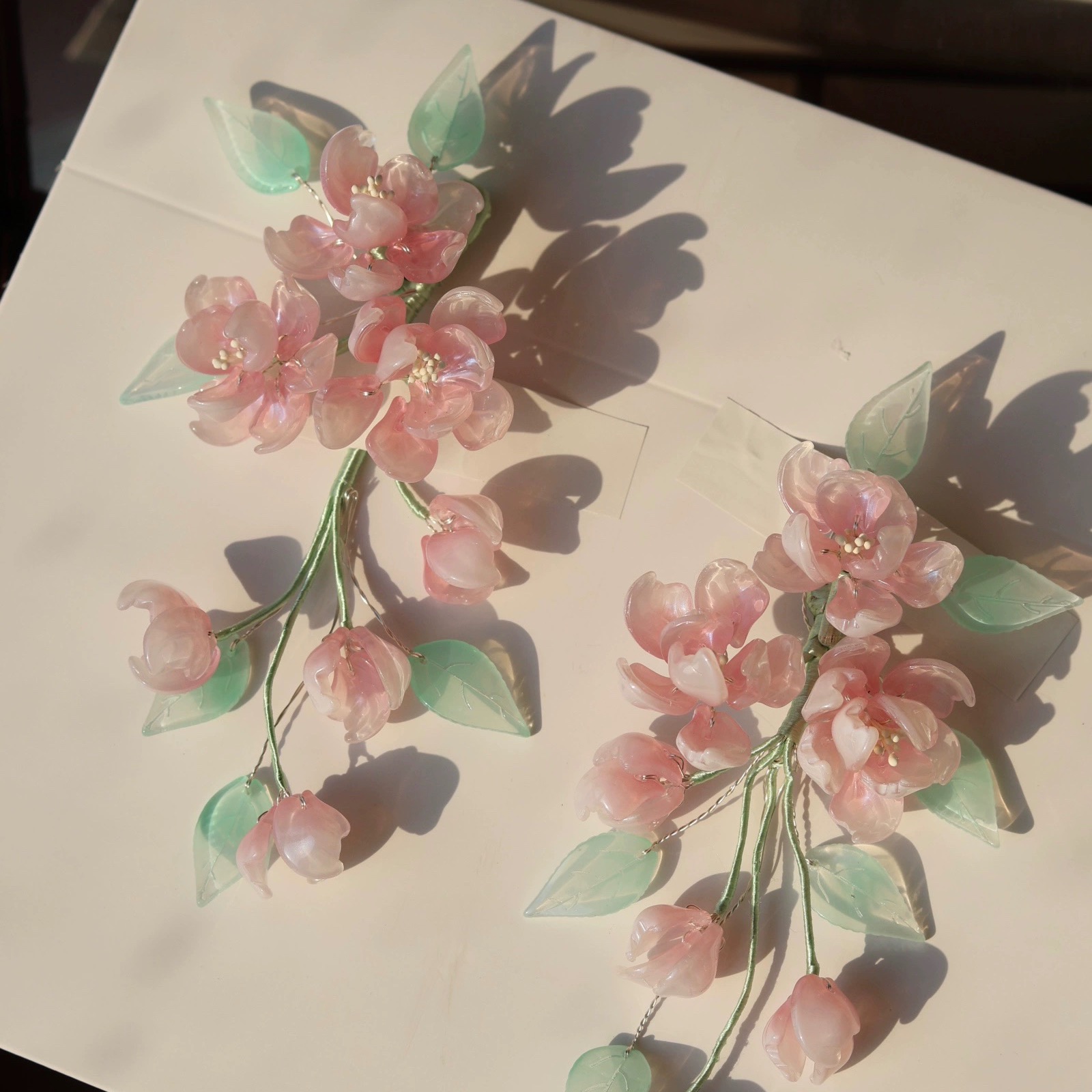 原创 海棠 垂丝海棠花琉璃簪花仙气重工百搭琉璃发饰