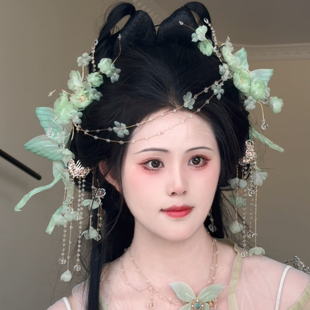 原创 碧瑶 真丝烫花软杆簪花仙气发饰套装百搭汉服头饰配饰